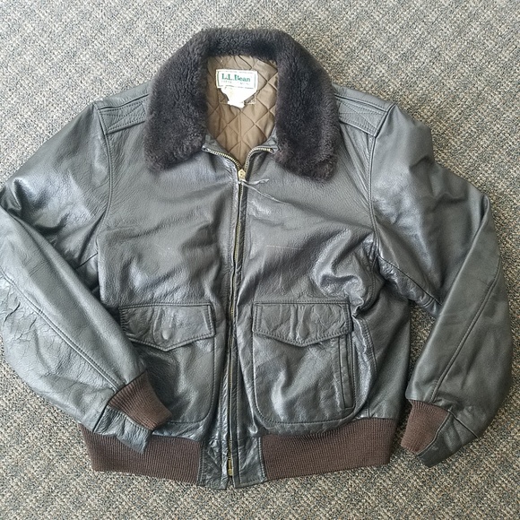 L.L. Bean Other - Vtg LL Bean Leather Flight Bomber Jacket USA 44